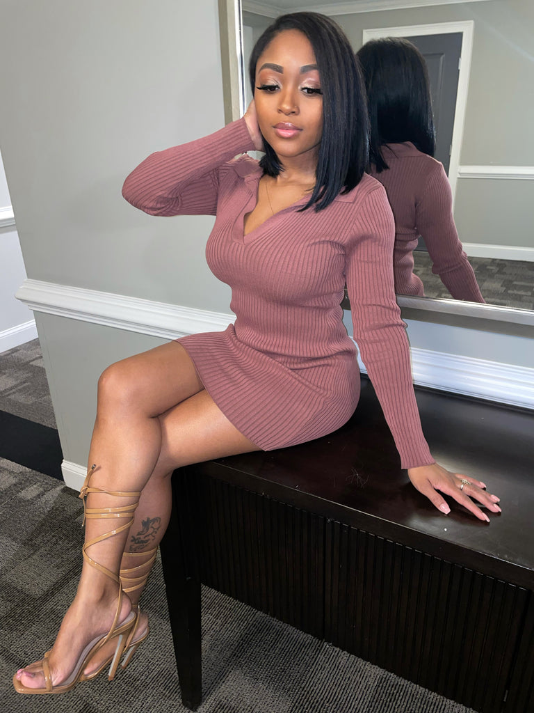 Mauve Sweater Dress - Miss Tino Boutique